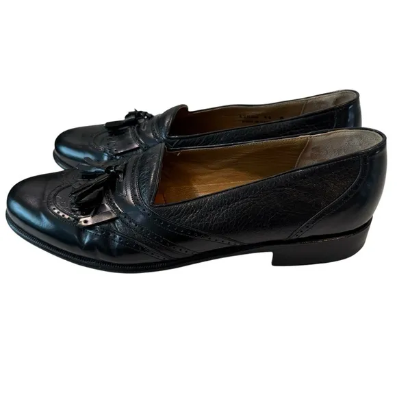 Stamati Mastroianni‎ Italy Black Leather Tassel Loafers Men’s Size 12