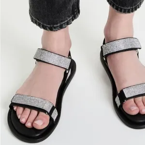 STAUD Betty Sporty Rhinestone Encrusted Velcro Strap Sandals Size 37.5