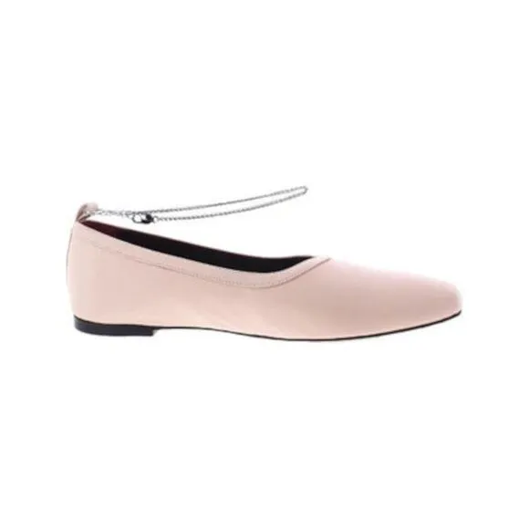 STAUD Womens Beige Chain Maeve Toe Block Heel Slip On Leather Ballet Flats 36
