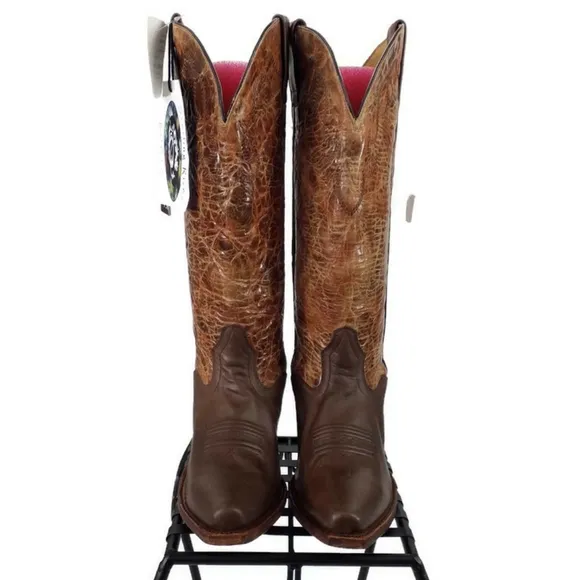 Sterling River SR120 Genuine Leather Cowboy Boots Womens Brown Tone 9.5B