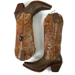 Sterling River SR120 Genuine Leather Cowboy Boots Womens Brown Tone 9.5B