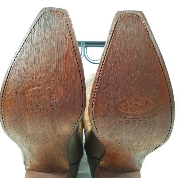 Sterling River SR120 Genuine Leather Cowboy Boots Womens Brown Tone 9.5B
