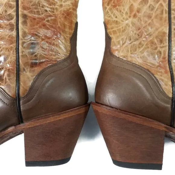 Sterling River SR120 Genuine Leather Cowboy Boots Womens Brown Tone 9.5B