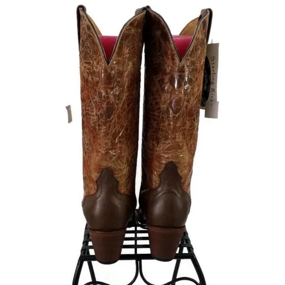 Sterling River SR120 Genuine Leather Cowboy Boots Womens Brown Tone 9.5B