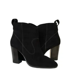 Steve Madden Black Suede Riddock Heeled Ankle Boots Size 10