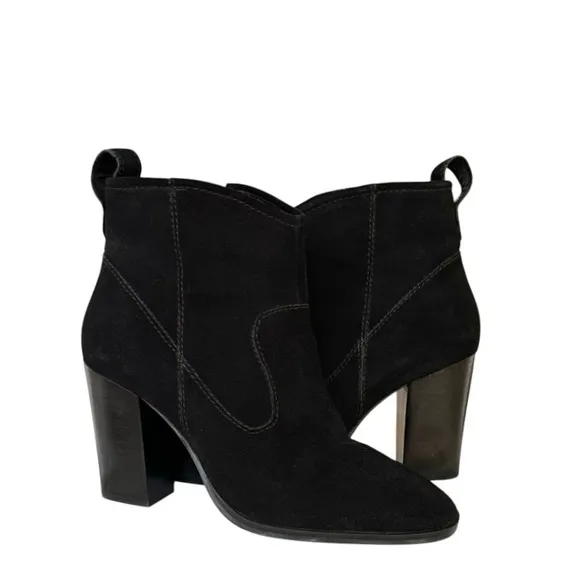 Steve Madden Black Suede Riddock Heeled Ankle Boots Size 10