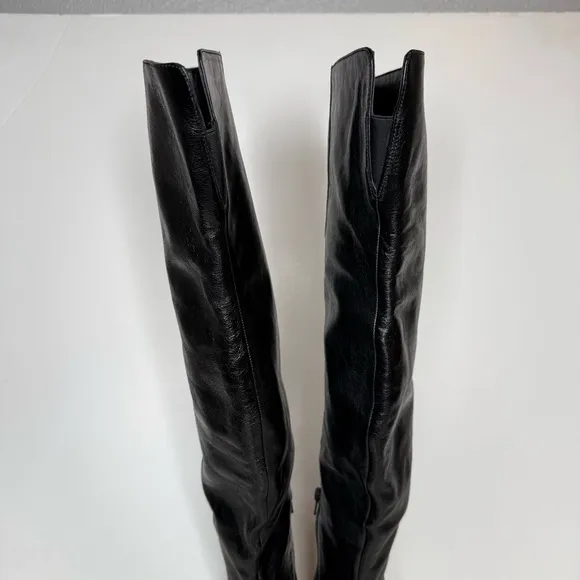 Steve Madden Bramble Black Leather Pointy Toe Over the Knee Boot 7 1/2 M