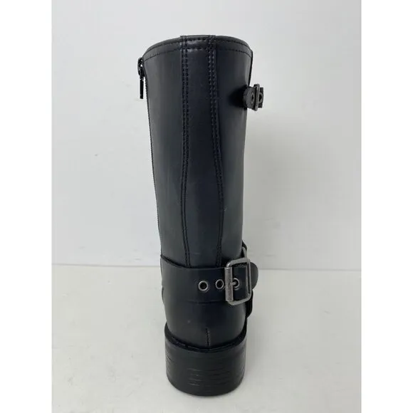 Steve Madden girls size 2 Beckky Black side buckle boots zipper entry