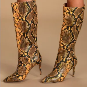 Steve Madden Kinga Yellow Snake Boots