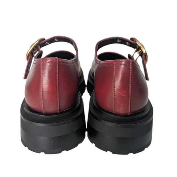 Steve Madden Lyndon Burgundy Red Lug Sole Mary Jane Loafers New Size 8.5 Chunky