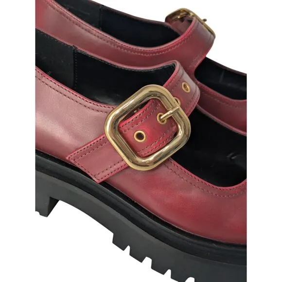 Steve Madden Lyndon Burgundy Red Lug Sole Mary Jane Loafers New Size 8.5 Chunky