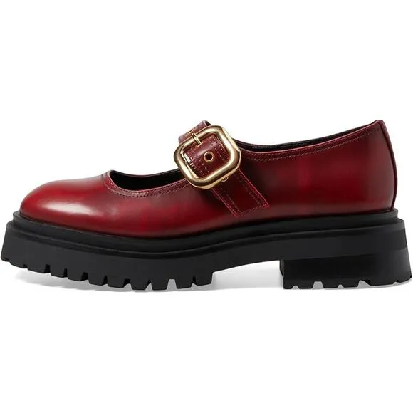 Steve Madden Lyndon Burgundy Red Lug Sole Mary Jane Loafers New Size 8.5 Chunky