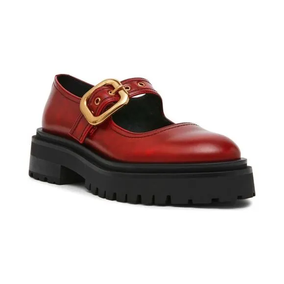 Steve Madden Lyndon Burgundy Red Lug Sole Mary Jane Loafers New Size 8.5 Chunky
