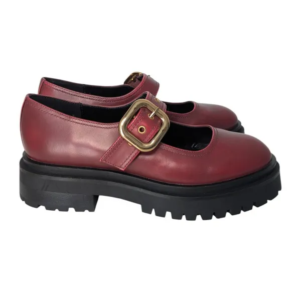 Steve Madden Lyndon Burgundy Red Lug Sole Mary Jane Loafers New Size 8.5 Chunky