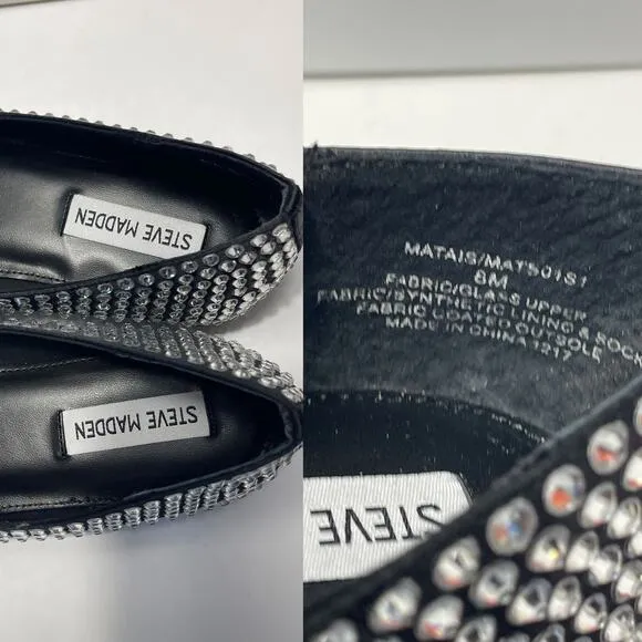 STEVE MADDEN NWOT Delphine Rhinestone Square Toe Ballet Flat Size 8