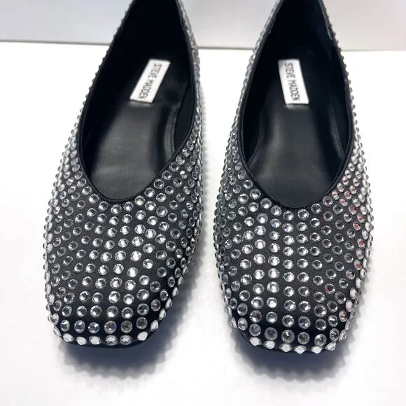 STEVE MADDEN NWOT Delphine Rhinestone Square Toe Ballet Flat Size 8
