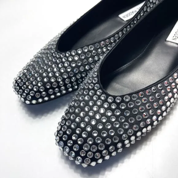 STEVE MADDEN NWOT Delphine Rhinestone Square Toe Ballet Flat Size 8