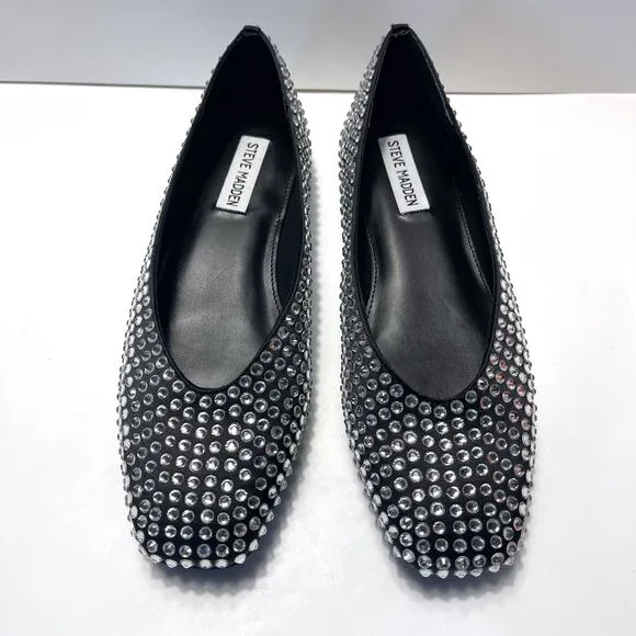 STEVE MADDEN NWOT Delphine Rhinestone Square Toe Ballet Flat Size 8