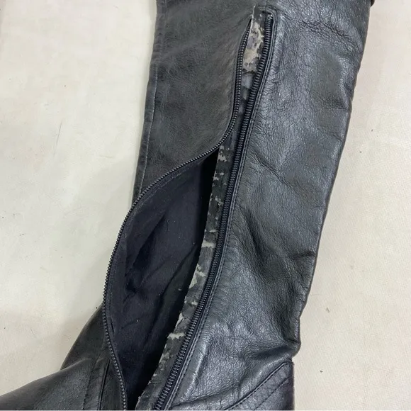 Steve Madden Over The Knee Black Leather buckle BOOTS Size 8M