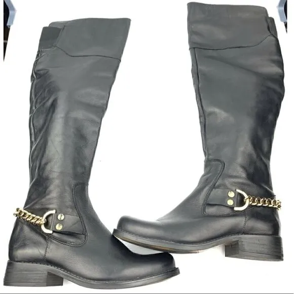 Steve Madden over the knee olgga boots 6 black leather