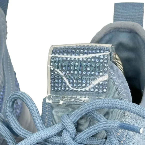 Steve Madden Woman’s Maxima Sneaker Blue Rhinestone Size 8 Chunky Platform Bling