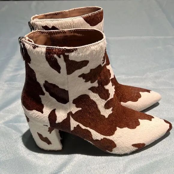 Steve Madden Neven-C Calf Hair Cow Print Boots Size 8.5 A16