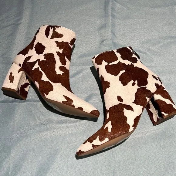 Steve Madden Neven-C Calf Hair Cow Print Boots Size 8.5 A16