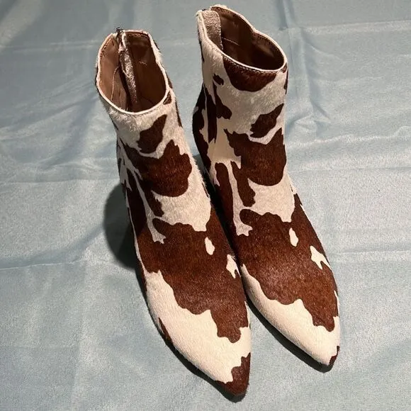 Steve Madden Neven-C Calf Hair Cow Print Boots Size 8.5 A16