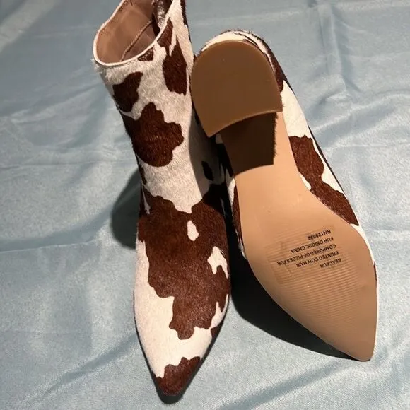 Steve Madden Neven-C Calf Hair Cow Print Boots Size 8.5 A16