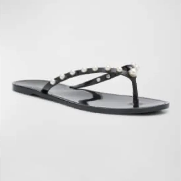 Stewart Weitzman jelly sandals with pearls