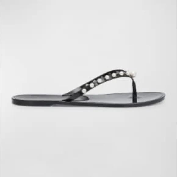 Stewart Weitzman jelly sandals with pearls