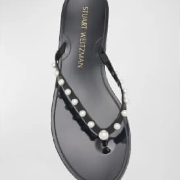 Stewart Weitzman jelly sandals with pearls