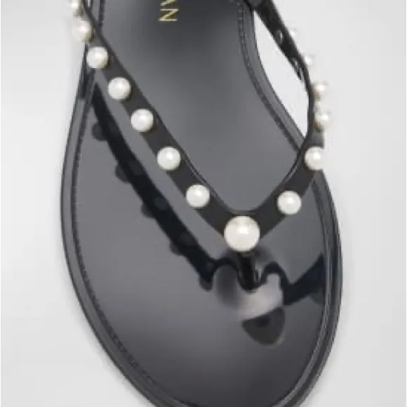 Stewart Weitzman jelly sandals with pearls
