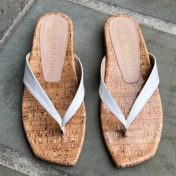 Stuart Weitzman Aldona Patent Leather Thong Sandal 6.5