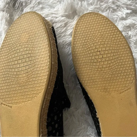 Stuart Weitzman Black Laser Cut Suede Espadrilles Size 10