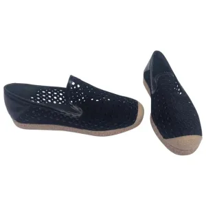 Stuart Weitzman Black Laser Cut Suede Espadrilles Size 10