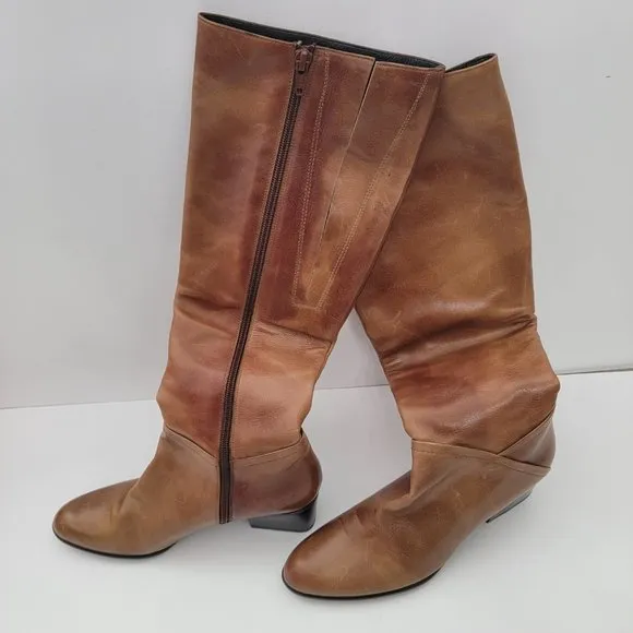 Stuart Weitzman | Brown Leather Over the Calf Rider Heeled Boots