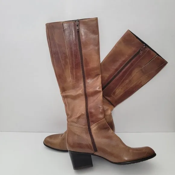 Stuart Weitzman | Brown Leather Over the Calf Rider Heeled Boots