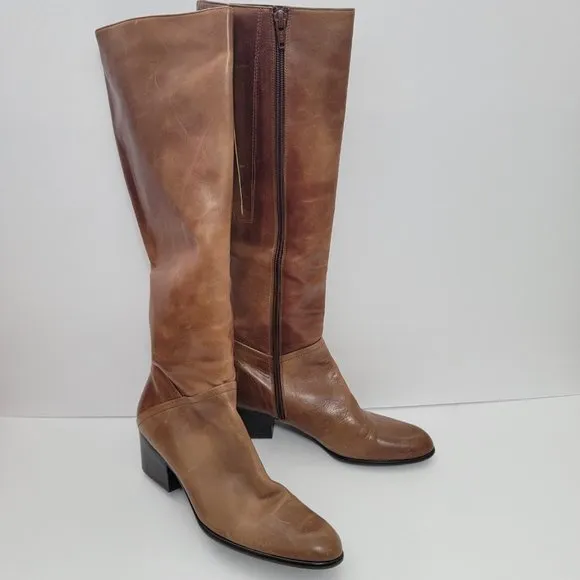 Stuart Weitzman | Brown Leather Over the Calf Rider Heeled Boots
