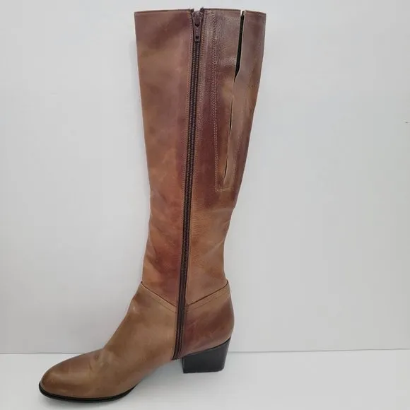 Stuart Weitzman | Brown Leather Over the Calf Rider Heeled Boots