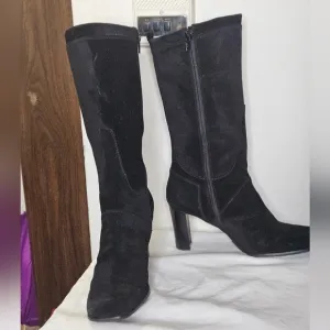 Stuart Weitzman calf boots black suede
