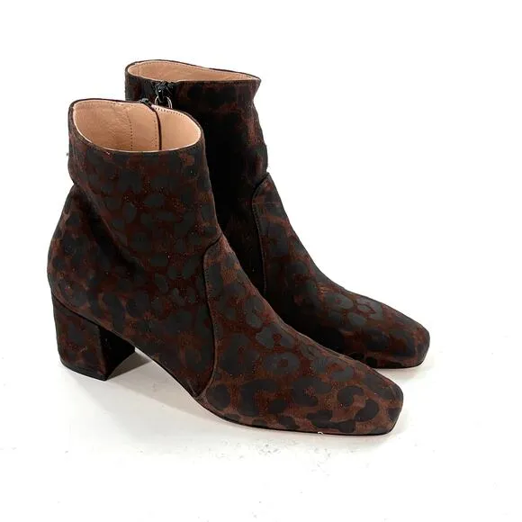 Stuart Weitzman Leopard Boots 5 NWOT Ankle Booties Zip Leather Brown Black