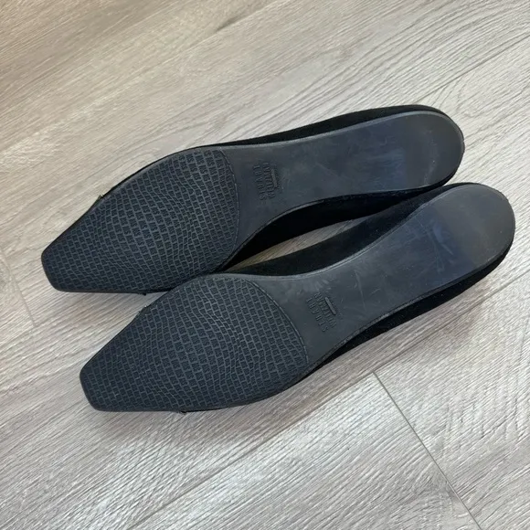 Stuart Weitzman Patent Leather and Suede Ballet  Bow Flats Black Sz 10.5 Narrow