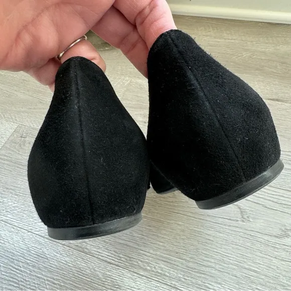 Stuart Weitzman Patent Leather and Suede Ballet  Bow Flats Black Sz 10.5 Narrow