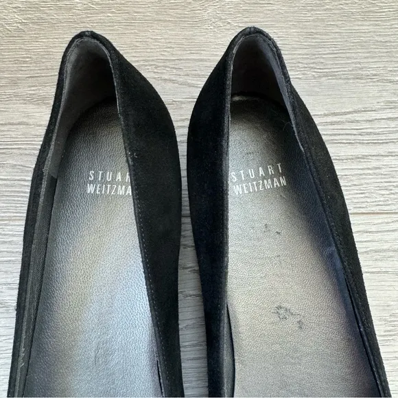 Stuart Weitzman Patent Leather and Suede Ballet  Bow Flats Black Sz 10.5 Narrow