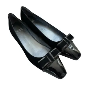 Stuart Weitzman Patent Leather and Suede Ballet  Bow Flats Black Sz 10.5 Narrow