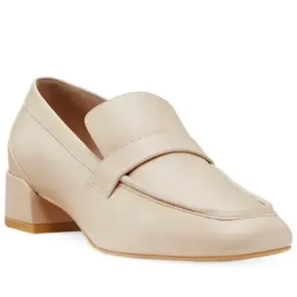 🌹STUART WEITZMAN🌹 Sleek Leather Square-Toe Loafers Size: 10B