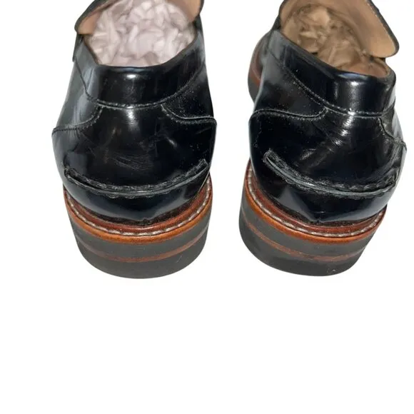 stuart weitzman STUNNING black lug sole tassel penny loafers 7 N