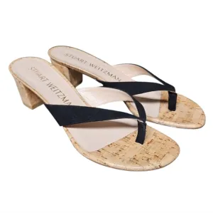 STUART WEITZMAN | Suede and Leather Thong Sandals in Size US 8