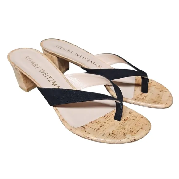 STUART WEITZMAN | Suede and Leather Thong Sandals in Size US 8